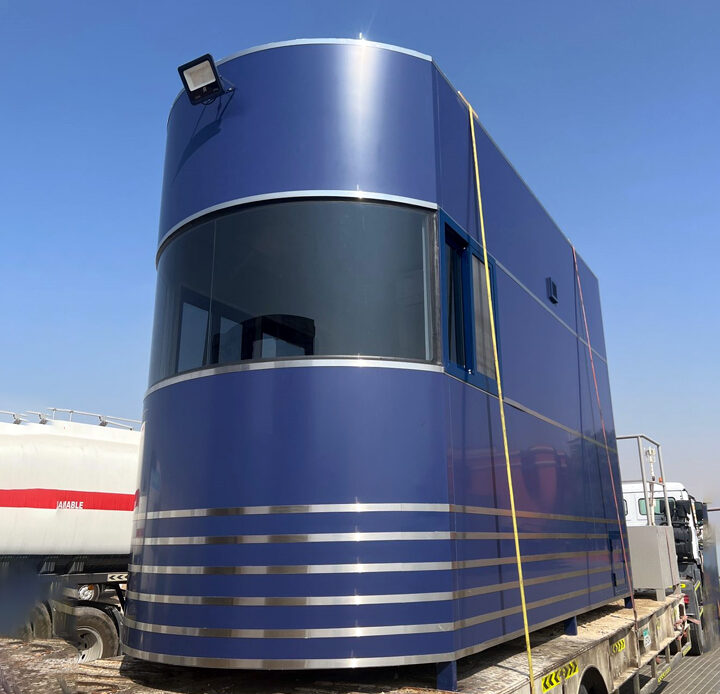 Massive Modular Security Cabin with Toilet in navy blue color