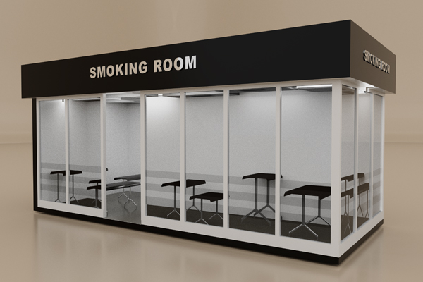 a 3d model Portable smoking room or cabins